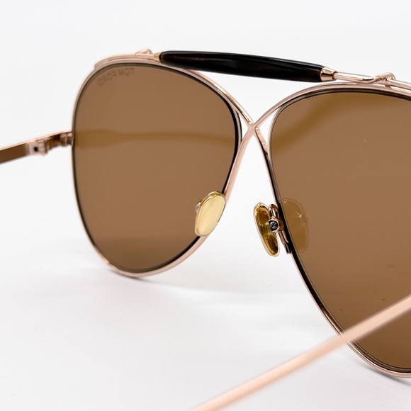 NEW TOM FORD HOLDEN TF818 28E UNISEX AVIATOR SUNGLASSES FT0818/S 28E GOLD BROWN - Picture 8 of 11